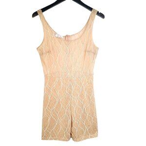 Sonya B Boutique Nude Beige Mesh Glam Sleeveless Bodycon Party Night out Romper